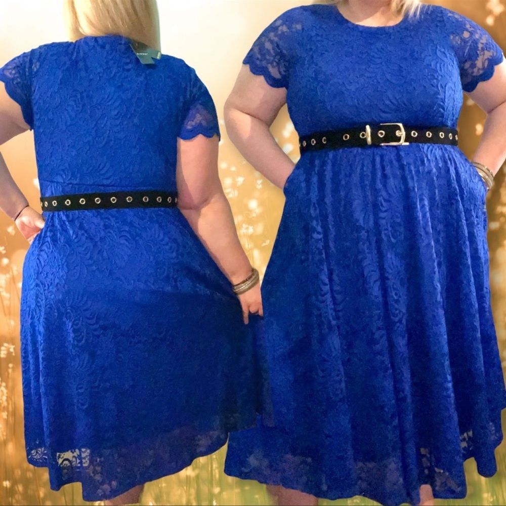 Torrid Electric Blue Fit & Flare Lace Midi Dress 1 1XL, 2 2XL NWT - Picture 6 of 14